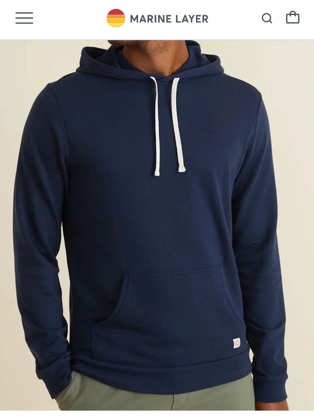 New NWOT Marine Layer Sunset Classic Navy Hooded Sweatshirt - Men's Sz XL